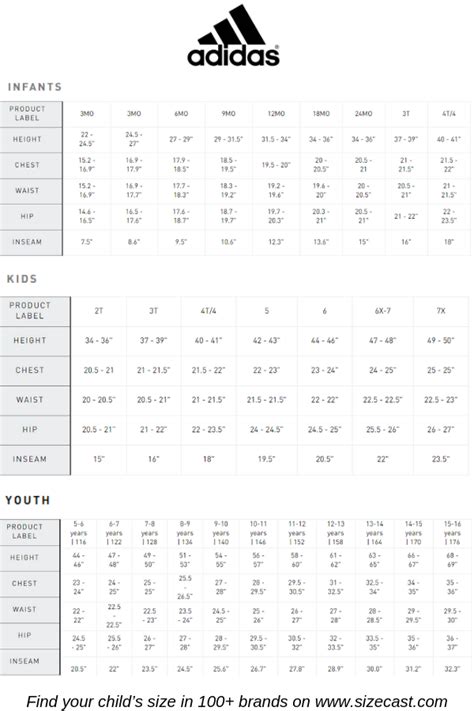 adidas youth size conversion chart